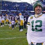 
              Green Bay Packers' Aaron Rodgers smiles after an NFL football game against the Chicago Bears Sunday, Dec. 4, 2022, in Chicago. The Packers won 28-19. (AP Photo/Charles Rex Arbogast)
            