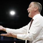 Arizona State head coach Bobby Hurley calls out to players during the first half of an NCAA college basketball game against Creighton, Monday, Dec. 12, 2022, in Las Vegas. Arizona State beat Creighton, 73-71. (AP Photo/Steve Marcus)