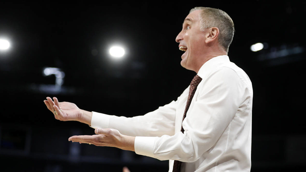 Arizona State head coach Bobby Hurley calls out to players during the first half of an NCAA college...
