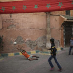 
              Children play football in an alleyway in the old Medina of Marrakech, Morocco, Sunday, Nov. 6, 2016. (AP Photo/Mosa'ab Elshamy)
            