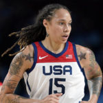 FILE - Brittney Griner (15) runs up court during the women's basketball gold medal game against Japan at the 2020 Summer Olympics on Aug. 8, 2021, in Saitama, Japan. The return of Brittney Griner to the United States in a dramatic prisoner swap with Russia marked the culmination of a 10-month ordeal that captivated world attention, a saga that landed at the intersection of sports, politics, race and gender identity -- and wartime diplomacy. (AP Photo/Charlie Neibergall, File)