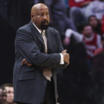 Indiana head coach Mike Woodson looks on during the first half of an NCAA college basketball game against Arizona, Saturday, Dec. 10, 2022, in Las Vegas. (AP Photo/Chase Stevens)