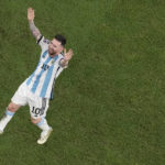 
              Argentina's Lionel Messi celebrates becoming World Champion after the penalty shootout of the World Cup final soccer match between Argentina and France at the Lusail Stadium in Lusail, Qatar, Sunday, Dec. 18, 2022. (AP Photo/Thanassis Stavrakis)
            