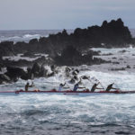 
              Crew members train for the Hoki Mai challenge, a voyage that covers almost 500 kilometers, or about 300 miles across a stretch of the Pacific Ocean, in Rapa Nui, a territory that is part of Chile and is better known as Easter Island, Thursday, Nov. 24, 2022. The canoe voyage of 12 crew members, nine Rapanuis, two Chileans and one Hawaiian, seeks to raise awareness about the importance of women in the world, urge protection of the environment, and celebrate the union of the islands of Polynesia. (AP Photo/Esteban Felix)
            