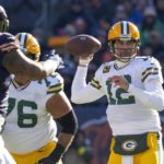 Green Bay Packers' Aaron Rodgers throws during the first half of an NFL football game against the Chicago Bears Sunday, Dec. 4, 2022, in Chicago. (AP Photo/Nam Y. Huh)