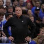 
              Kansas head coach Bill Self watches during the first half of an NCAA college basketball game against Seton Hall Thursday, Dec. 1, 2022, in Lawrence, Kan. (AP Photo/Charlie Riedel)
            