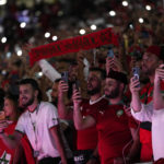 Morocco fans attend the World Cup group F soccer match between Canada and Morocco at the Al Thumama Stadium in Doha , Qatar, Thursday, Dec. 1, 2022. (AP Photo/Manu Fernandez)