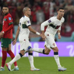Portugal's Cristiano Ronaldo enters the pitch during the World Cup quarterfinal soccer match between Morocco and Portugal, at Al Thumama Stadium in Doha, Qatar, Saturday, Dec. 10, 2022. (AP Photo/Martin Meissner)