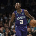 
              Charlotte Hornets guard Terry Rozier (3) brings the ball upcourt during the first half of an NBA basketball game against the Brooklyn Nets, Saturday, Dec. 31, 2022, in Charlotte, N.C. (AP Photo/Matt Kelley)
            