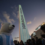 
              A man dressed as a bear takes part in a rally in support of the national soccer team a day ahead of the World Cup final against France. in Buenos Aires, Argentina, Saturday, Dec. 17, 2022. (AP Photo/Rodrigo Abd)
            