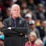 
              Charlotte Hornets head coach Steve Clifford looks on during the first half of an NBA basketball game against the Atlanta Hawks, Friday, Dec. 16, 2022, in Charlotte, N.C. (AP Photo/Rusty Jones)
            