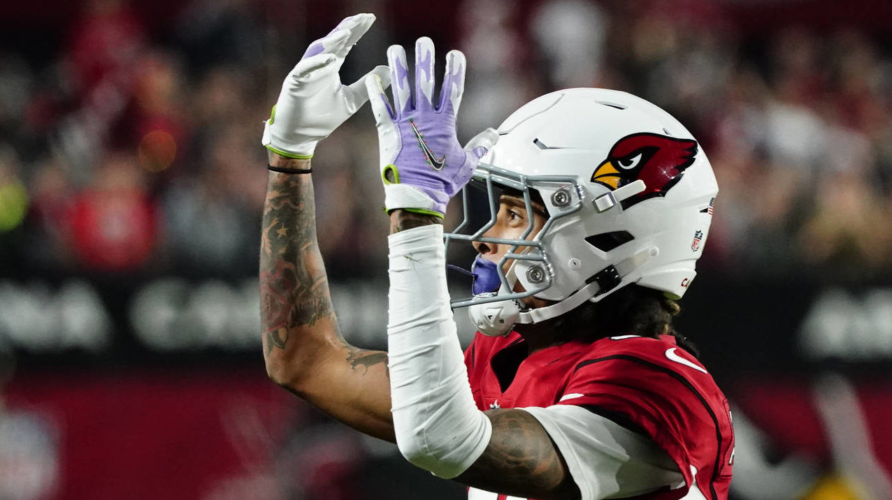 Arizona Cardinals wide receiver Robbie Anderson (81) celebrates after a reception against the New E...