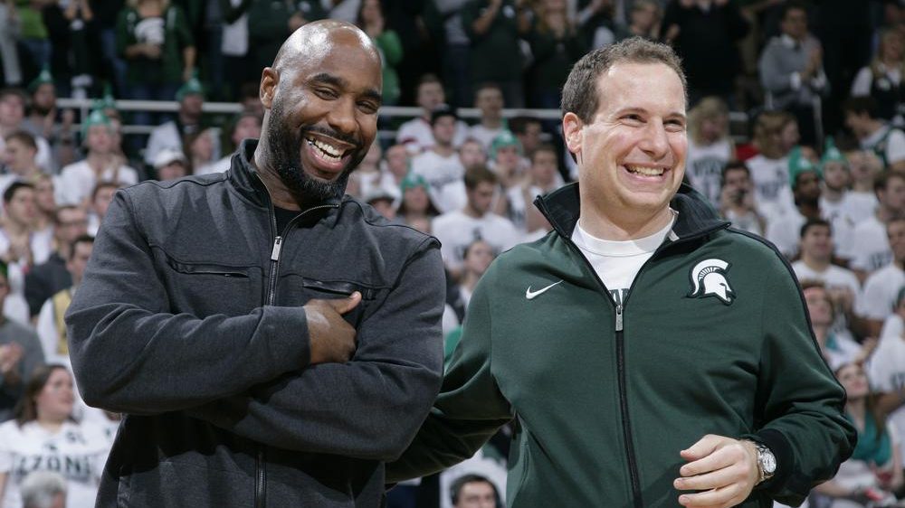 FILE - In this Dec. 12, 2015 file photo, former Michigan State players Mateen Cleaves, left, and Ma...