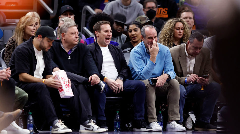 Incoming Phoenix Suns owner Mat Ishbia attends the game against the Brooklyn Nets at Footprint Cent...