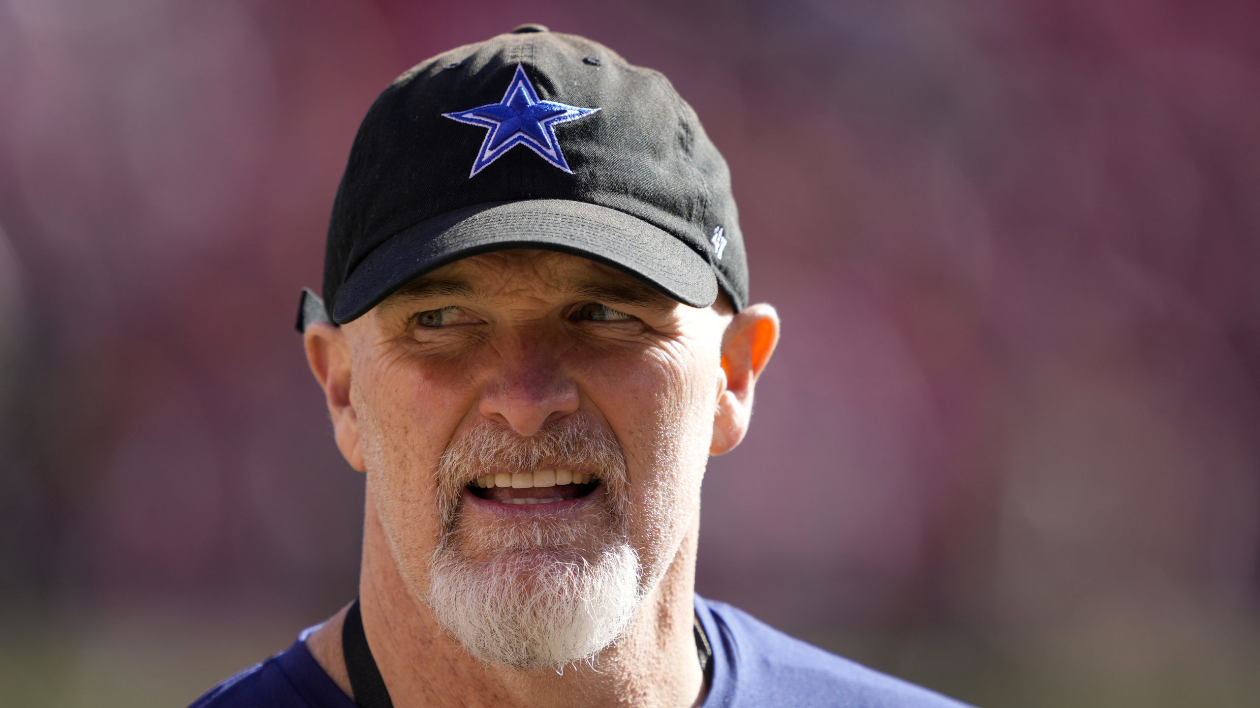 Defensive Coordinator Dan Quinn of the Dallas Cowboys looks on prior to a game against the San Fran...
