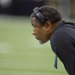 
              Carolina Panthers head coach Steve Wilks watches during the first half an NFL football game between the Carolina Panthers and the New Orleans Saints in New Orleans, Sunday, Jan. 8, 2023. (AP Photo/Butch Dill)
            