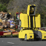 
              The La Canada Flintridge floats wins the Mayor Award for most outstanding float from a participating city at the 134th Rose Parade in Pasadena, Calif., Monday, Jan. 2, 2023. (AP Photo/Michael Owen Baker)
            