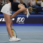 
              Britain's Katie Swan reacts during her match against United States' Madison Keys at the United Cup tennis event in Sydney, Australia, Wednesday, Jan. 4, 2023. (AP Photo/Mark Baker)
            