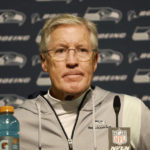 Seattle Seahawks head coach Pete Carroll speaks at a news conference after an NFL wild card playoff football game against the San Francisco 49ers in Santa Clara, Calif., Saturday, Jan. 14, 2023. (AP Photo/Josie Lepe)
