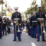 
              United States Marine Corps West Coast Composite Band wait for the 134th Rose Parade to begin in Pasadena, Calif., Monday, Jan. 2, 2023. (Sarah Reingewirtz/The Orange County Register via AP)
            
