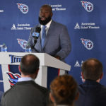 
              New Tennessee Titans NFL football team general manager Ran Carthon speaks during a news conference Friday, Jan. 20, 2023, in Nashville, Tenn. (AP Photo/Mark Zaleski)
            