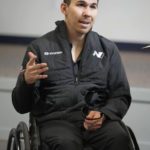 
              Robert Wickens answers questions during an interview prior to the Rolex 24 hour auto race at Daytona International Speedway, Thursday, Jan. 26, 2023, in Daytona Beach, Fla. Bryan Herta wants to enter Wickens in the Indianapolis 500 as early as 2024. That's even a year longer than preferred because of the work required on the hand control system needed for the paralyzed driver. (AP Photo/John Raoux)
            