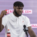 
              Alabama NCAA college football linebacker Will Anderson Jr. declares for the NFL draft, Monday, Jan. 2, 2023, in Tuscaloosa, Ala. (AP Photo/Vasha Hunt)
            