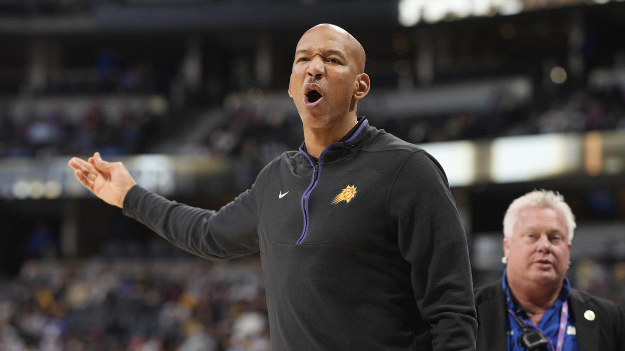 Phoenix Suns coach Monty Williams yells at officials during the second half of the team's NBA baske...