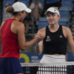 
              United States' Madison Keys, left, is congratulated by Britain's Katie Swan following their match at the United Cup tennis event in Sydney, Australia, Wednesday, Jan. 4, 2023. (AP Photo/Mark Baker)
            