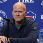 
              Buffalo Bills head coach Sean McDermott speaks with the media, Thursday Jan. 5, 2023, in Orchard Park, N.Y. Bills safety Damar Hamlin was taken to the hospital after collapsing on the field during the Bill's NFL football game against the Cincinnati Bengals on Monday night. (AP Photo/Jeffrey T. Barnes)
            