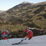 Switzerland's Marco Odermatt speeds down the course during an alpine ski, men's World Cup giant slalom race, in Adelboden, Switzerland, Saturday, Jan. 7, 2023. (AP Photo/Gabriele Facciotti)