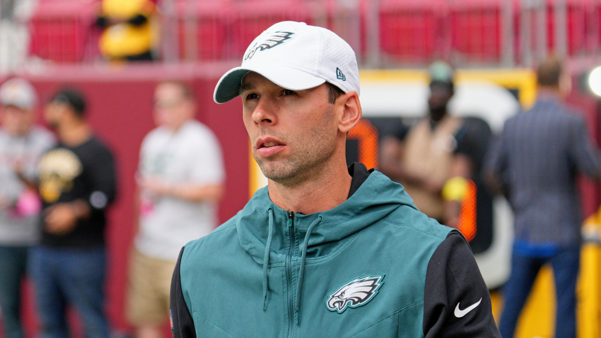 Philadelphia Eagles defensive coordinator Jonathan Gannon looks on during the game between the Phil...