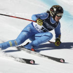 
              Italy's Federica Brignone speeds down the course during the super G portion of an alpine ski, women's World Championship combined race, in Meribel, France, Monday, Feb. 6, 2023. (AP Photo/Gabriele Facciotti)
            