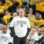 Michigan State head coach Tom Izzo watches from the sideline during the second half of an NCAA college basketball game against Michigan, Saturday, Feb. 18, 2023, in Ann Arbor, Mich. (AP Photo/Carlos Osorio)