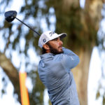
              Max Homa hits from the 15ht tee during the second round of the Genesis Invitational golf tournament at Riviera Country Club, Friday, Feb. 17, 2023, in the Pacific Palisades area of Los Angeles. (AP Photo/Ryan Kang)
            