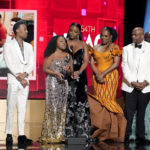 
              Chris Perfetti, from left, Tyler James Williams, Quinta Brunson, Janelle James, Sheryl Lee Ralph, William Stanford Davis, and Lisa Ann Walter accept the award for outstanding comedy series for "Abbott Elementary" at the 54th NAACP Image Awards on Saturday, Feb. 25, 2023, at the Civic Auditorium in Pasadena, Calif. (AP Photo/Chris Pizzello)
            