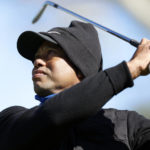 
              Tiger Woods watches his tee shot on the 16th hole during the pro-am of the Genesis Invitational golf tournament at Riviera Country Club, Wednesday, Feb. 15, 2023, in the Pacific Palisades area of Los Angeles. (AP Photo/Ryan Kang)
            