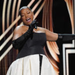 
              Host Queen Latifah speaks on stage at the 54th NAACP Image Awards on Saturday, Feb. 25, 2023, at the Civic Auditorium in Pasadena, Calif. (AP Photo/Chris Pizzello)
            