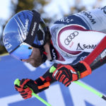 
              Austria's Marco Schwarz starts the super G portion of an alpine ski, men's World Championship combined race, in Courchevel, France, Tuesday, Feb. 7, 2023. (AP Photo/Alessandro Trovati)
            