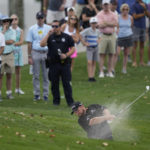 
              Shane Lowry of Ireland hits out a fairway bunker on the ninth hole, in the first round of the Honda Classic golf tournament, Thursday, Feb. 23, 2023, in Palm Beach Gardens, Fla. (AP Photo/Rebecca Blackwell)
            