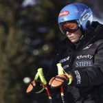 
              United States' Mikaela Shiffrin concentrates prior to an alpine ski, women's World Championships super G, in Meribel, France, Wednesday, Feb. 8, 2023. (AP Photo/Gabriele Facciotti)
            
