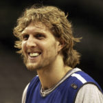 
              FILE - Dallas Mavericks' Dirk Nowitzki, of Germany, smiles during team basketball practice in Dallas, June 7, 2006. Nowitzki was announced Friday, Feb. 17, 2023, as being among the finalists for enshrinement later this year by the Basketball Hall of Fame. The class will be revealed on April 1. (AP Photo/LM Otero, File)
            