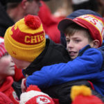 Fans gather for the Kansas City Chiefs' victory celebration and parade in Kansas City, Mo., Wednesday, Feb. 15, 2023, following the Chiefs' win over the Philadelphia Eagles Sunday in the NFL Super Bowl 57 football game. (AP Photo/Reed Hoffman)