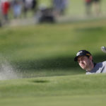 
              Patrick Cantlay hits from a bunker to the 12th green during the second round of the Genesis Invitational golf tournament at Riviera Country Club, Friday, Feb. 17, 2023, in the Pacific Palisades area of Los Angeles. (AP Photo/Ryan Kang)
            