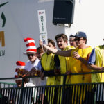 
              Colorful golf fans try to quiet the crowd as players putt on the 16th hole during the second round of the Phoenix Open golf tournament Friday Feb. 10, 2023, in Scottsdale, Ariz. (AP Photo/Darryl Webb)
            