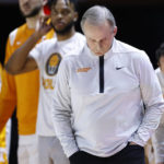 
              Tennessee head coach Rick Barnes reacts after a play during the second half of an NCAA college basketball game against Missouri, Saturday, Feb. 11, 2023, in Knoxville, Tenn. (AP Photo/Wade Payne)
            