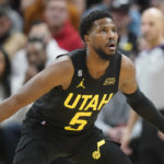 FILE - Utah Jazz guard Malik Beasley defends against the Toronto Raptors during the second half of an NBA basketball game Feb. 1, 2023, in Salt Lake City. The Los Angeles Lakers got Beasley and forward Jarred Vanderbilt from the Jazz as part of a three-team trade Wednesday, Feb. 8, a person with knowledge of the trade told The Associated Press. (AP Photo/Rick Bowmer, File)