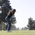 
              Max Homa hits from the fourth tee during the final round of the Genesis Invitational golf tournament at Riviera Country Club, Sunday, Feb. 19, 2023, in the Pacific Palisades area of Los Angeles. (AP Photo/Ryan Kang)
            