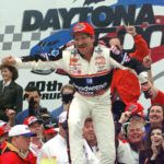 
              FILE - Dale Earnhardt smiles in Victory Lane after winning the NASCAR Daytona 500 auto race at Daytona International Speedway in Daytona Beach, Fla., Feb. 15, 1998.(AP Photo/Chris O'Meara, File)
            