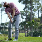 
              Chris Kirk hits from the rough off of the second fairway during the third round of the Honda Classic golf tournament, Saturday, Feb. 25, 2023, in Palm Beach Gardens, Fla. (AP Photo/Lynne Sladky)
            